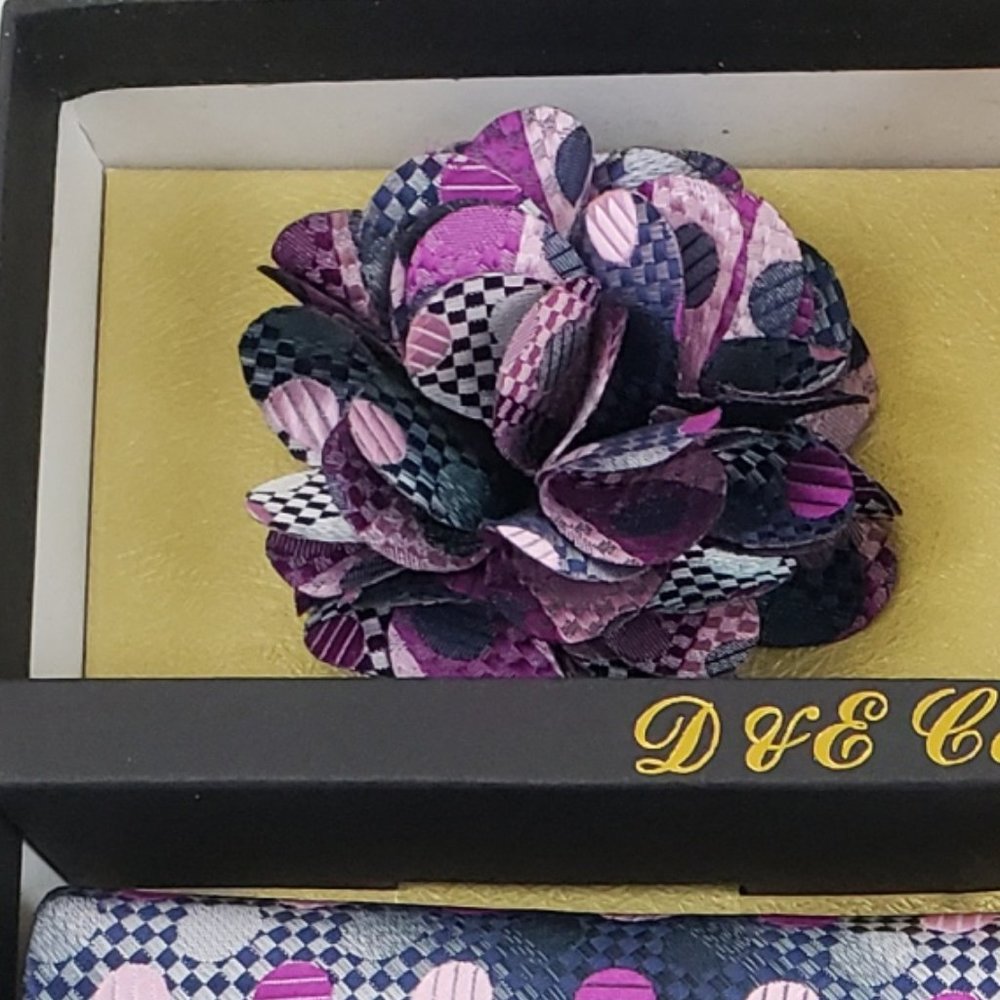 6 Piece Black Purple Silver Necktie & Bow Tie Set - Picture 3 of 6